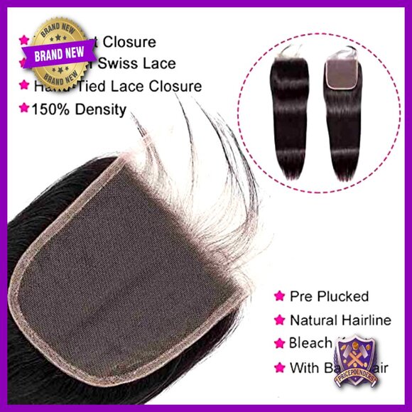 Brazilian Virgin Hair Bundles with Lace Closure Straight 100% Unprocessed